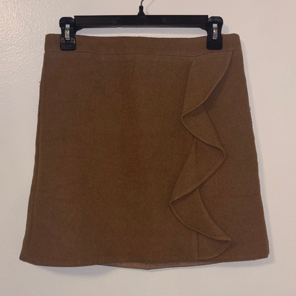Brown Wool Ruffle Skirt - Picture 1 of 3